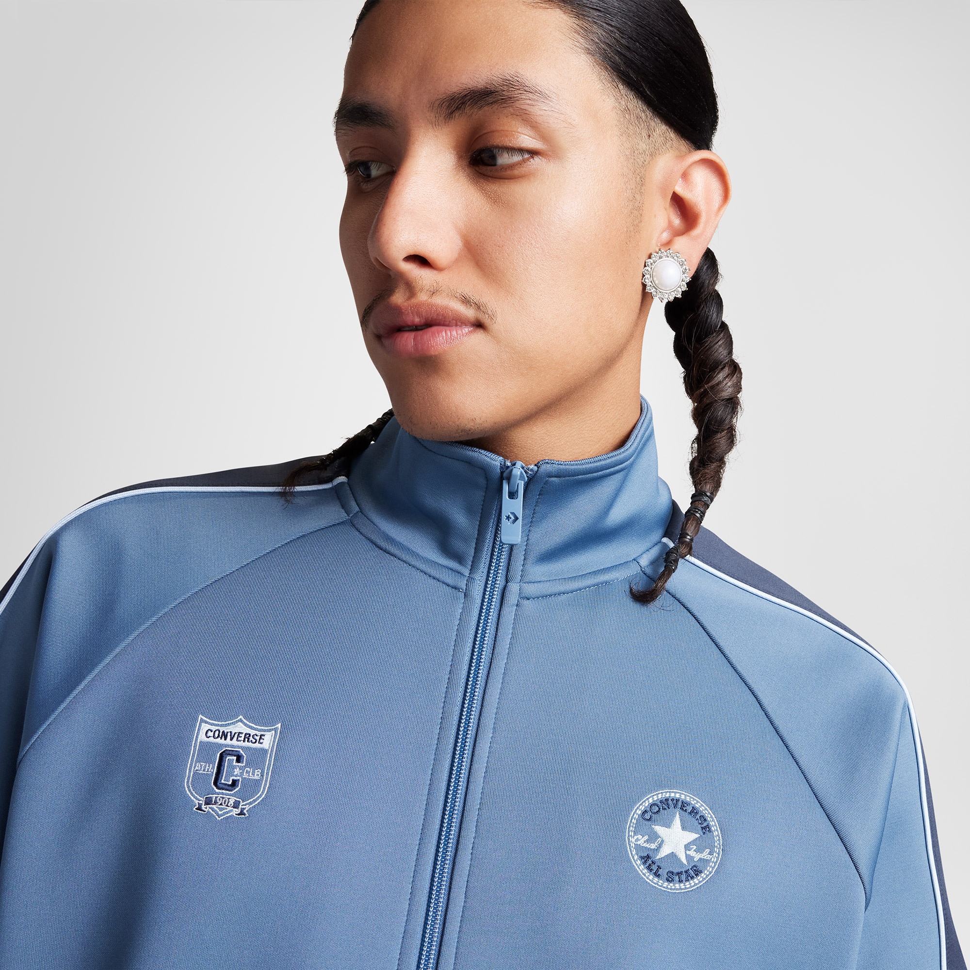 Converse Erkek Renk Bloklu Mavi Eşofman Üstü