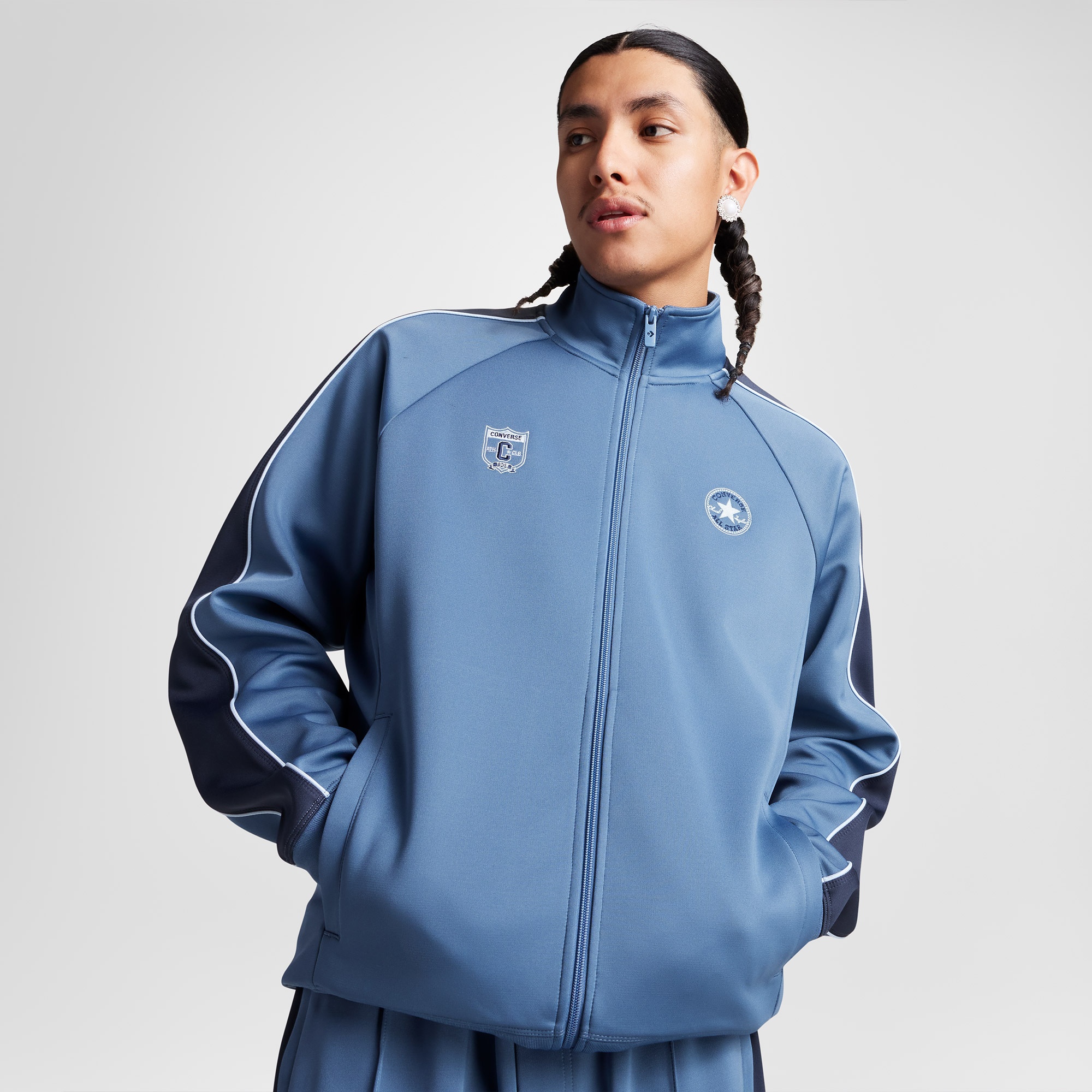 Converse Erkek Renk Bloklu Mavi Eşofman Üstü