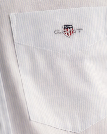  GANT Erkek Mavi Regular Fit Çizgili Düğmeli Yaka Gömlek