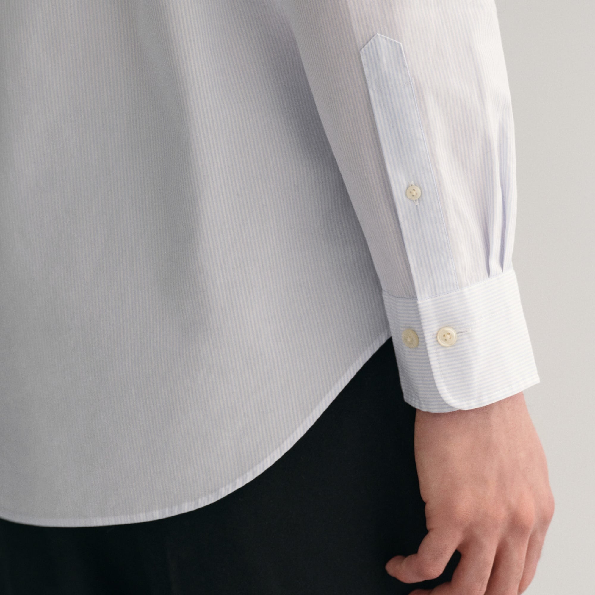 GANT Erkek Mavi Regular Fit Çizgili Düğmeli Yaka Gömlek