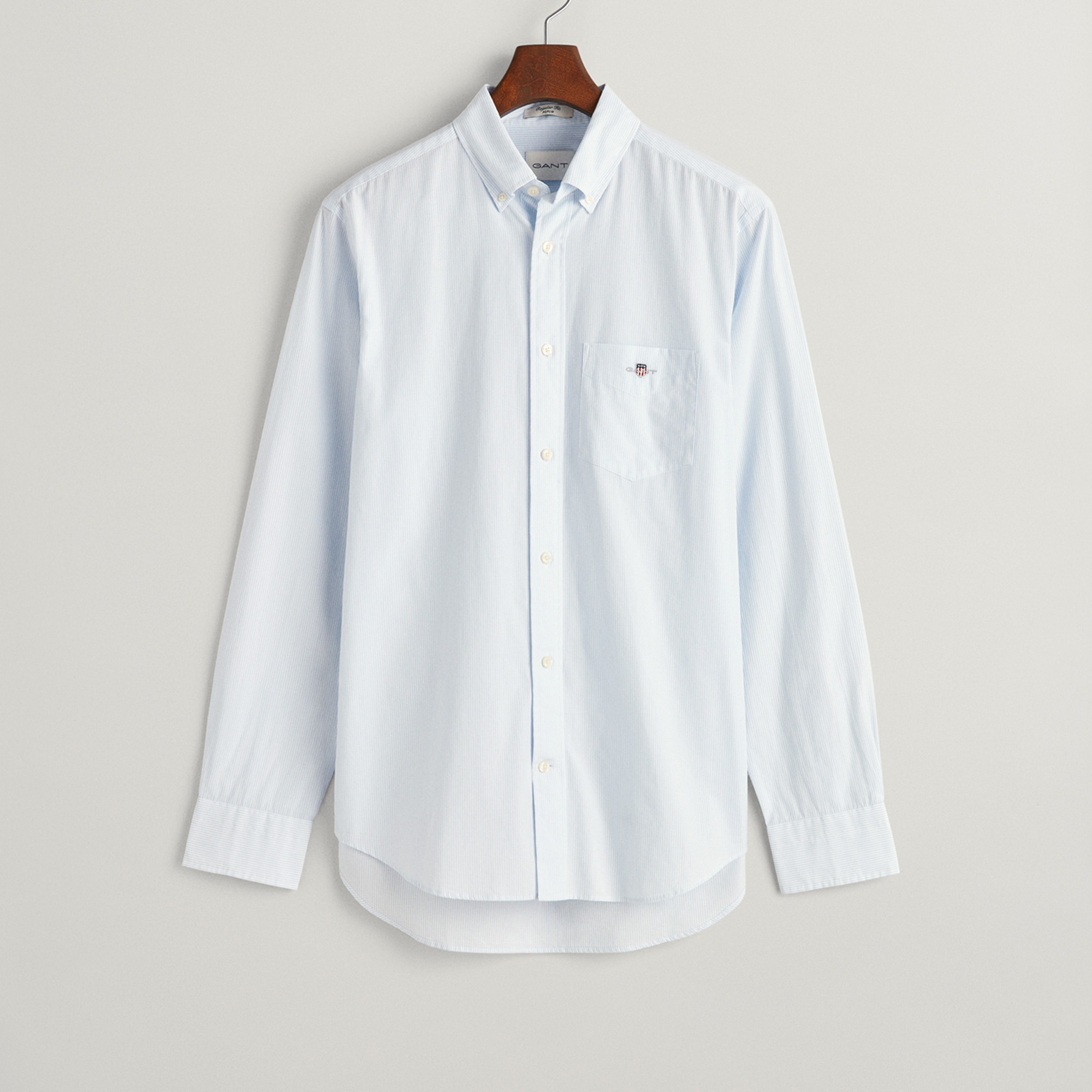 GANT Erkek Mavi Regular Fit Çizgili Düğmeli Yaka Gömlek