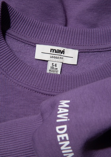  Mavi M Logo Baskılı Mor Sweatshirt 7S10079-88135