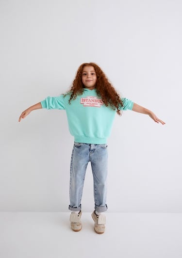 Mavi İstanbul Baskılı Kapüşonlu Yeşil Sweatshirt 7S10062-71676