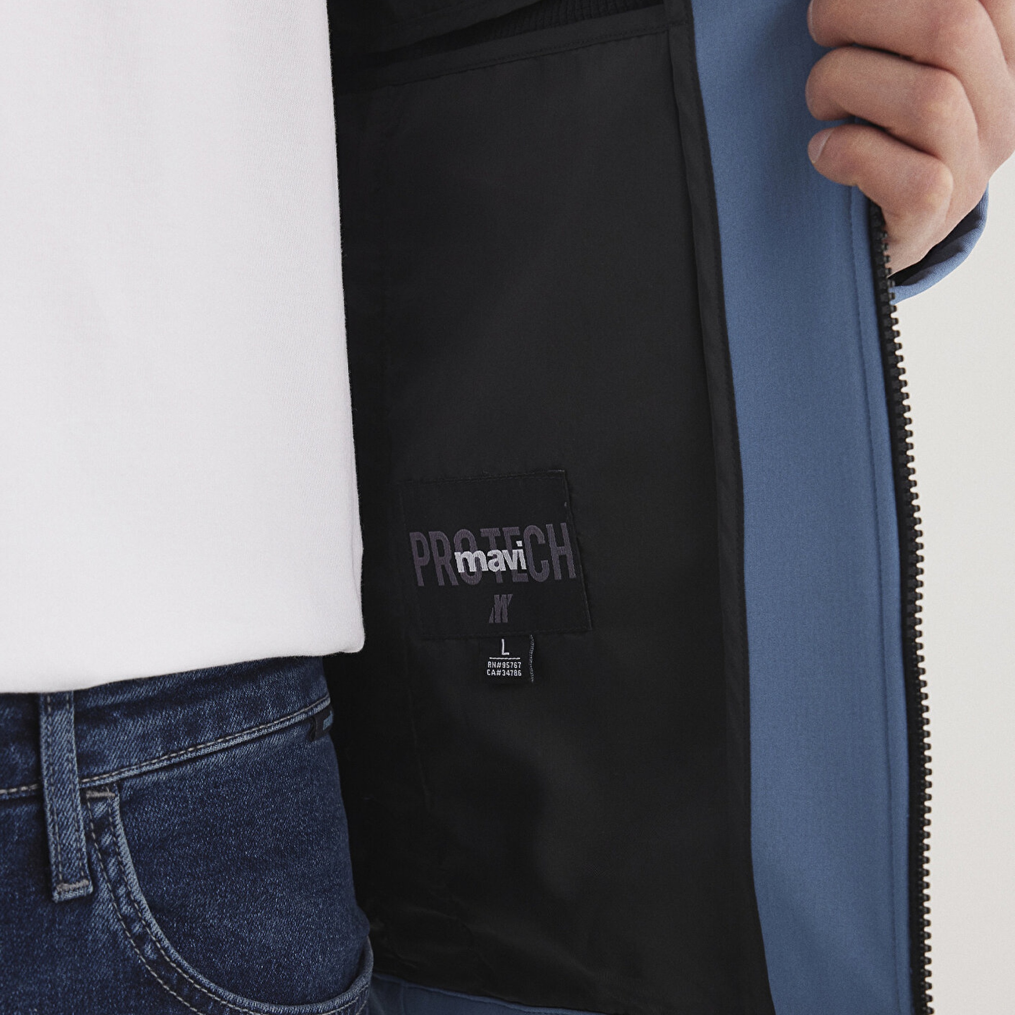 Mavi Kapüşonlu Mavi Ceket Slim Fit / Dar Kesim 0110351-70744