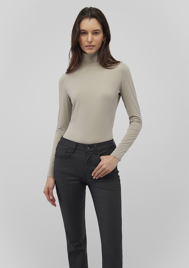  Mavi Sporty Lux Boğazlı Gri Poliamid Tişört Fitted / Vücuda Oturan Kesim 1612867-70352