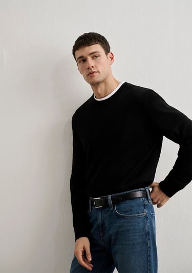  Mavi Kaşmir Karışımlı Siyah Kazak Slim Fit / Dar Kesim 0710186-900