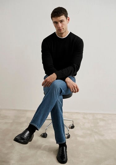  Mavi Kaşmir Karışımlı Siyah Kazak Slim Fit / Dar Kesim 0710186-900