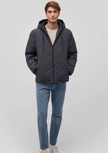  Mavi Kapüşonlu Antrasit Şişme Mont 0110352-86803