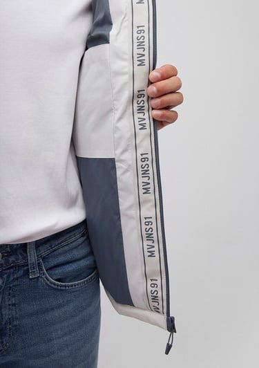  Mavi Kapüşonlu Açık Gri Şişme Mont 0110352-70080