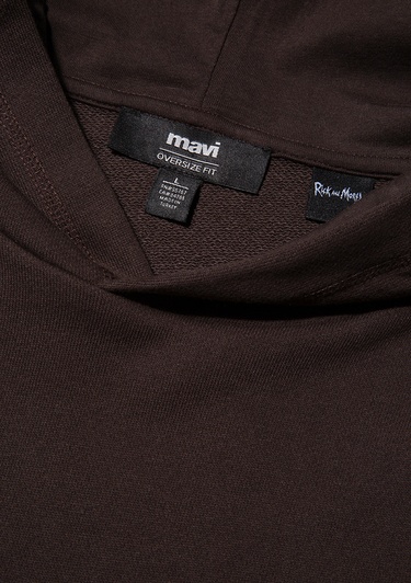  Mavi Rick and Morty Baskılı Kahverengi Sweatshirt 0S10293-88615