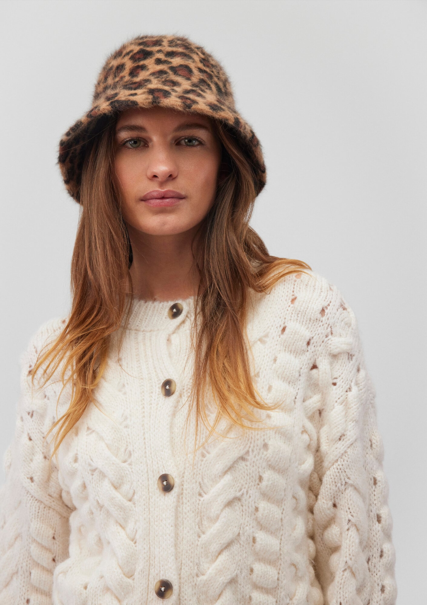  Mavi Peluş Leopar Desenli Bucket Şapka 198988-25818