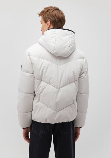  Mavi Kapüşonlu Gri Şişme Mont 0110360-83746