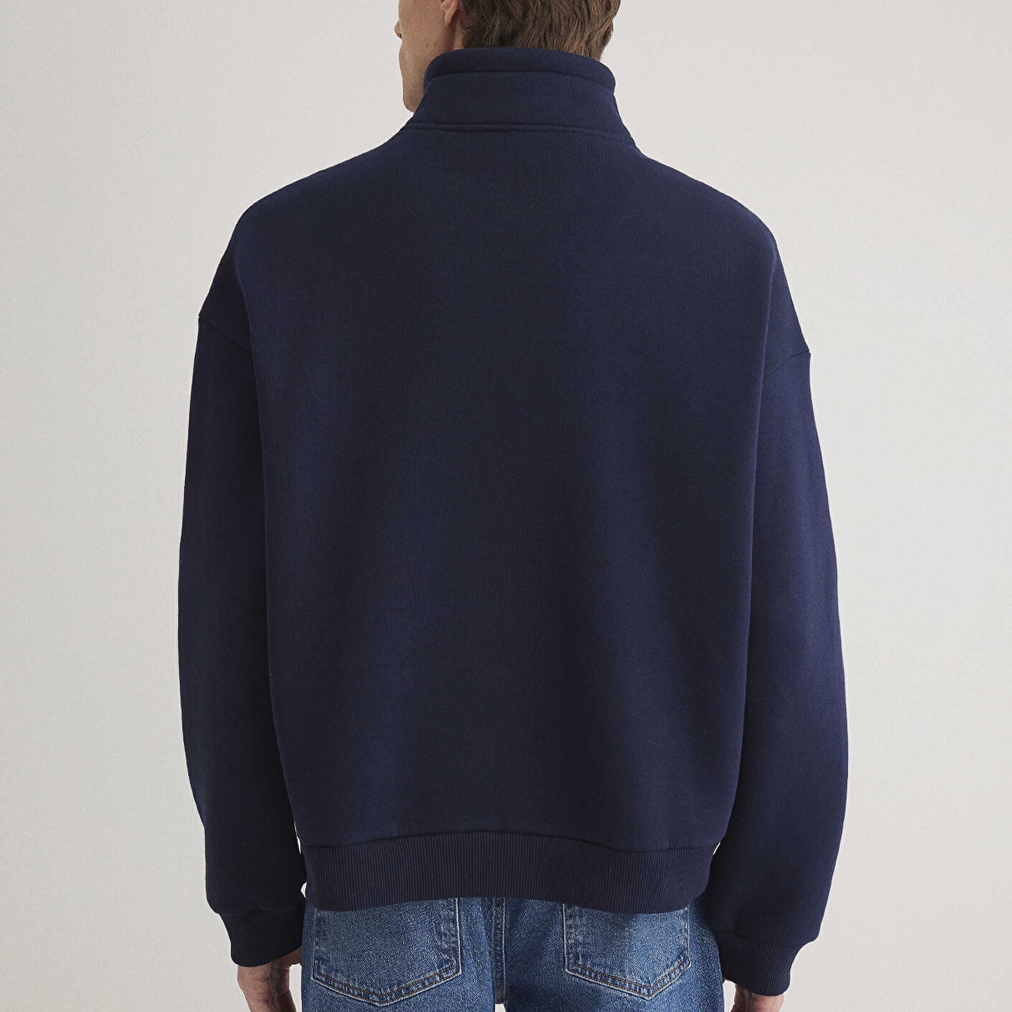 Mavi Mavi Logo Baskılı Yarı Fermuarlı Lacivert Sweatshirt 0S10208-70497