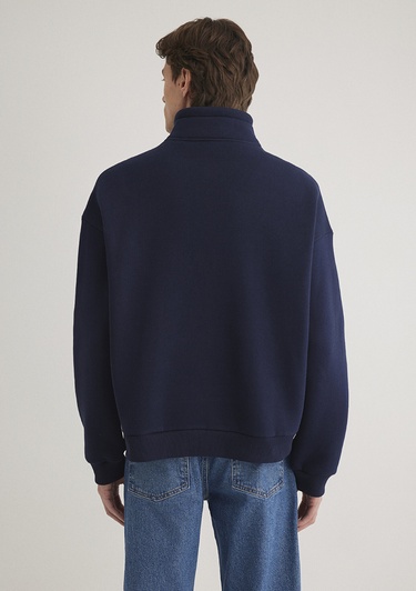  Mavi Mavi Logo Baskılı Yarı Fermuarlı Lacivert Sweatshirt 0S10208-70497
