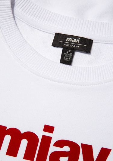  Mavi Kırmızı Miav Baskılı Beyaz Çocuk Sweatshirt 6610031-602