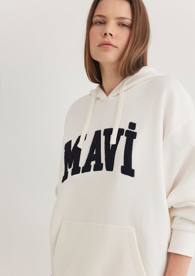  Mavi Mavi Logo Patchli Beyaz Sweatshirt 1S10175-80194