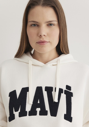  Mavi Mavi Logo Patchli Beyaz Sweatshirt 1S10175-80194