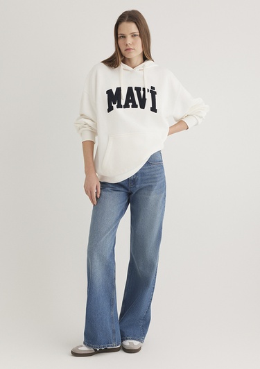  Mavi Mavi Logo Patchli Beyaz Sweatshirt 1S10175-80194