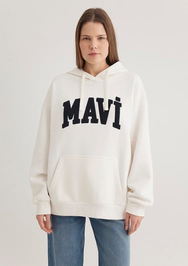  Mavi Mavi Logo Patchli Beyaz Sweatshirt 1S10175-80194