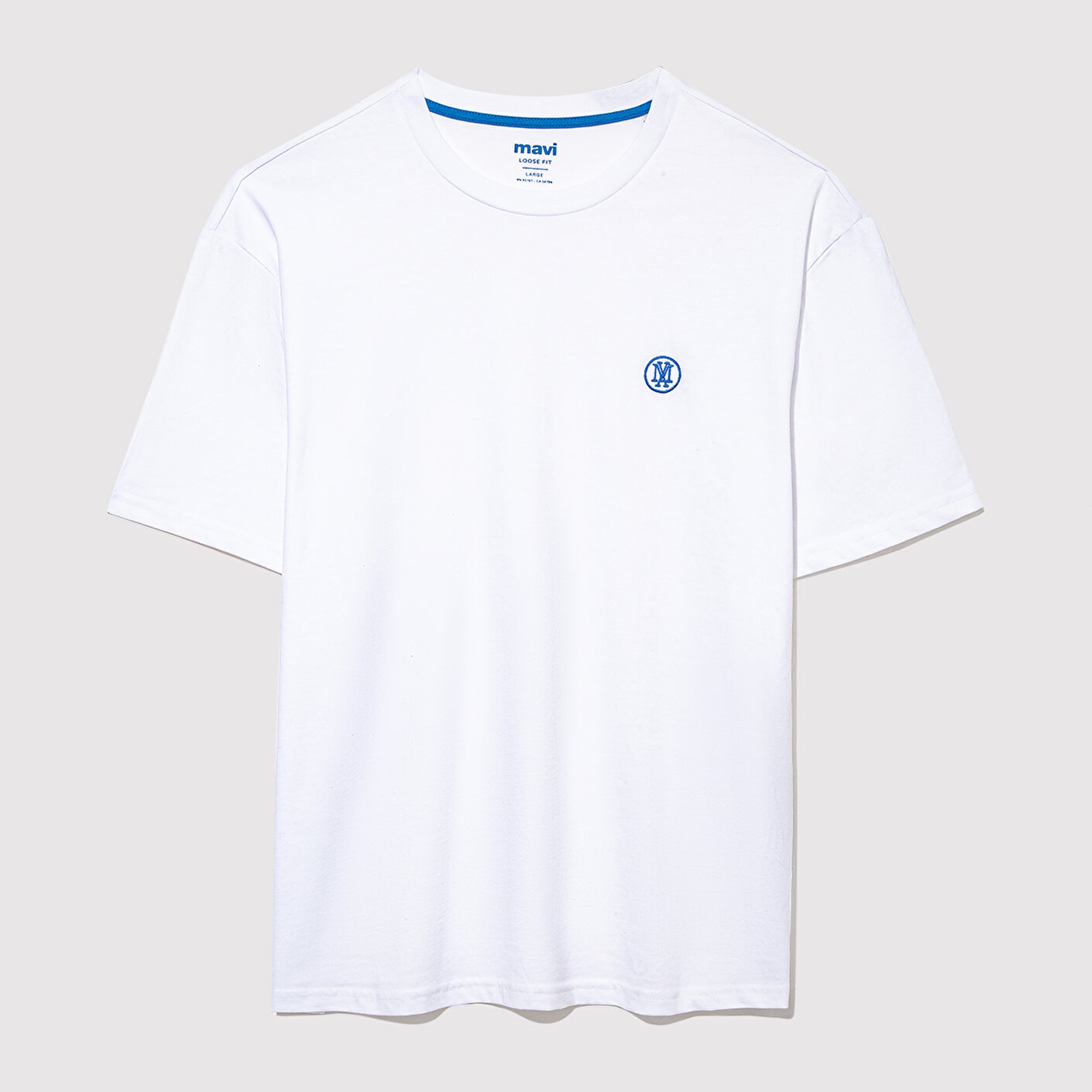 Mavi 2li Mavi Mühür Logo Nakışlı Erkek Tişört Loose Fit / Bol Rahat Kesim 0612545-620