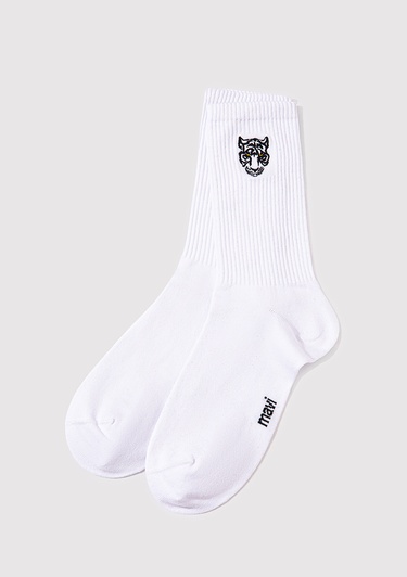  Mavi Kaplan Baskılı Beyaz Soket Çorap 0911744-620