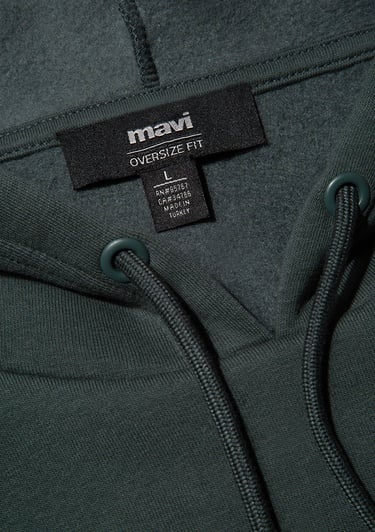  Mavi Mavi Logo Baskılı Kapüşonlu Yeşil Sweatshirt 067149-71598