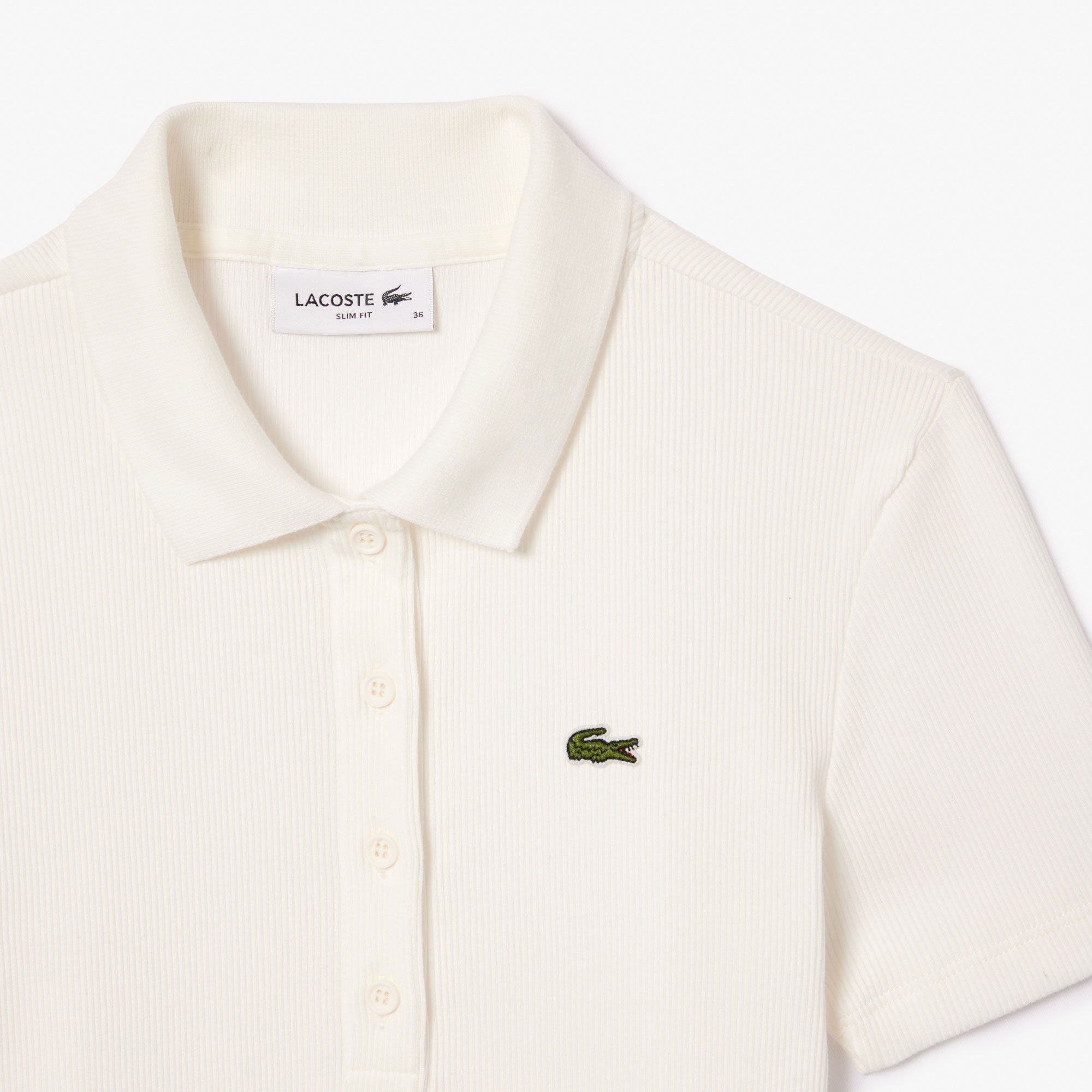 Lacoste L.12.D Kadın Slim Fit Organik Pamuk Beyaz Polo