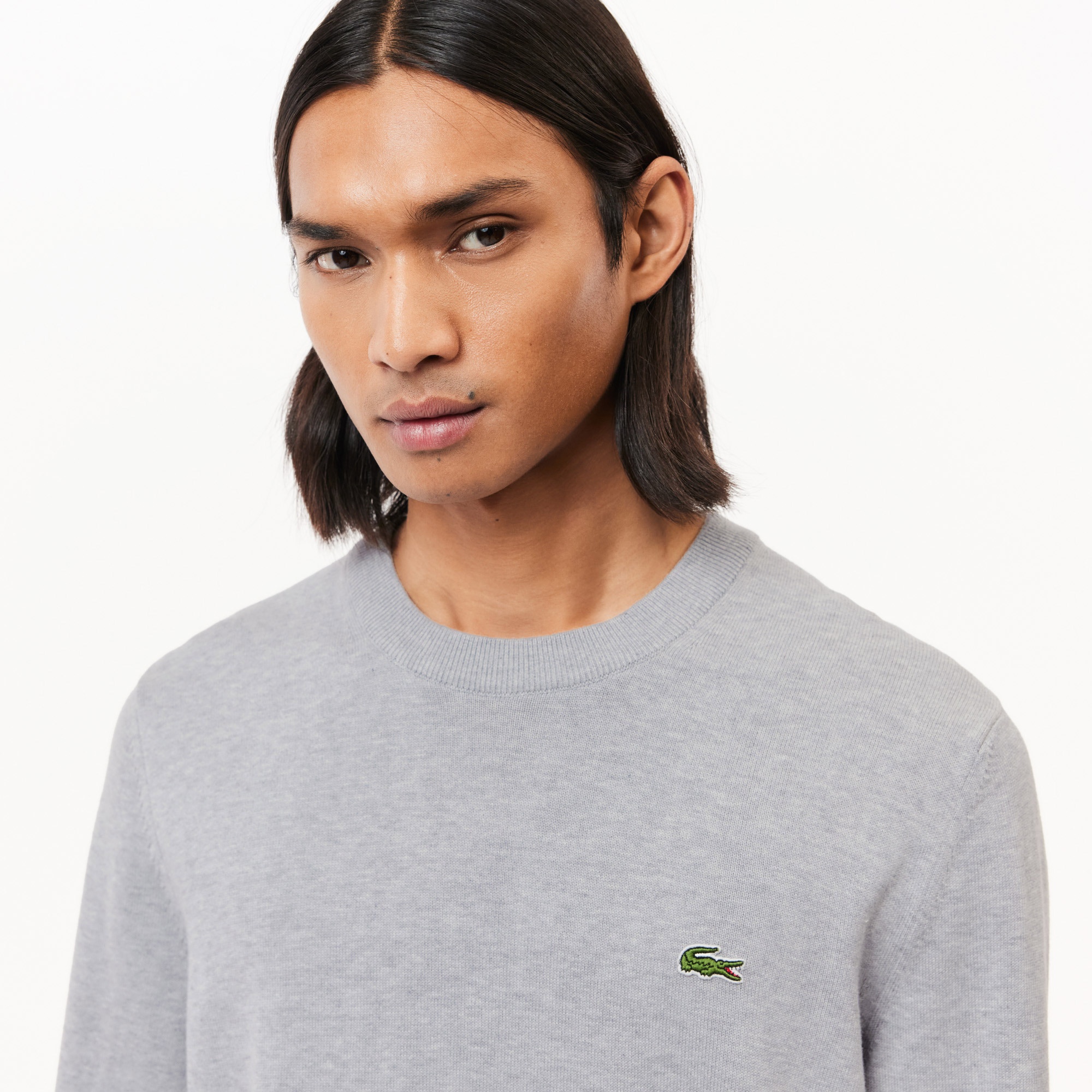 Lacoste Erkek Regular Fit Bisiklet Yaka Gri Kazak