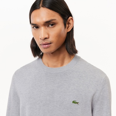  Lacoste Erkek Regular Fit Bisiklet Yaka Gri Kazak