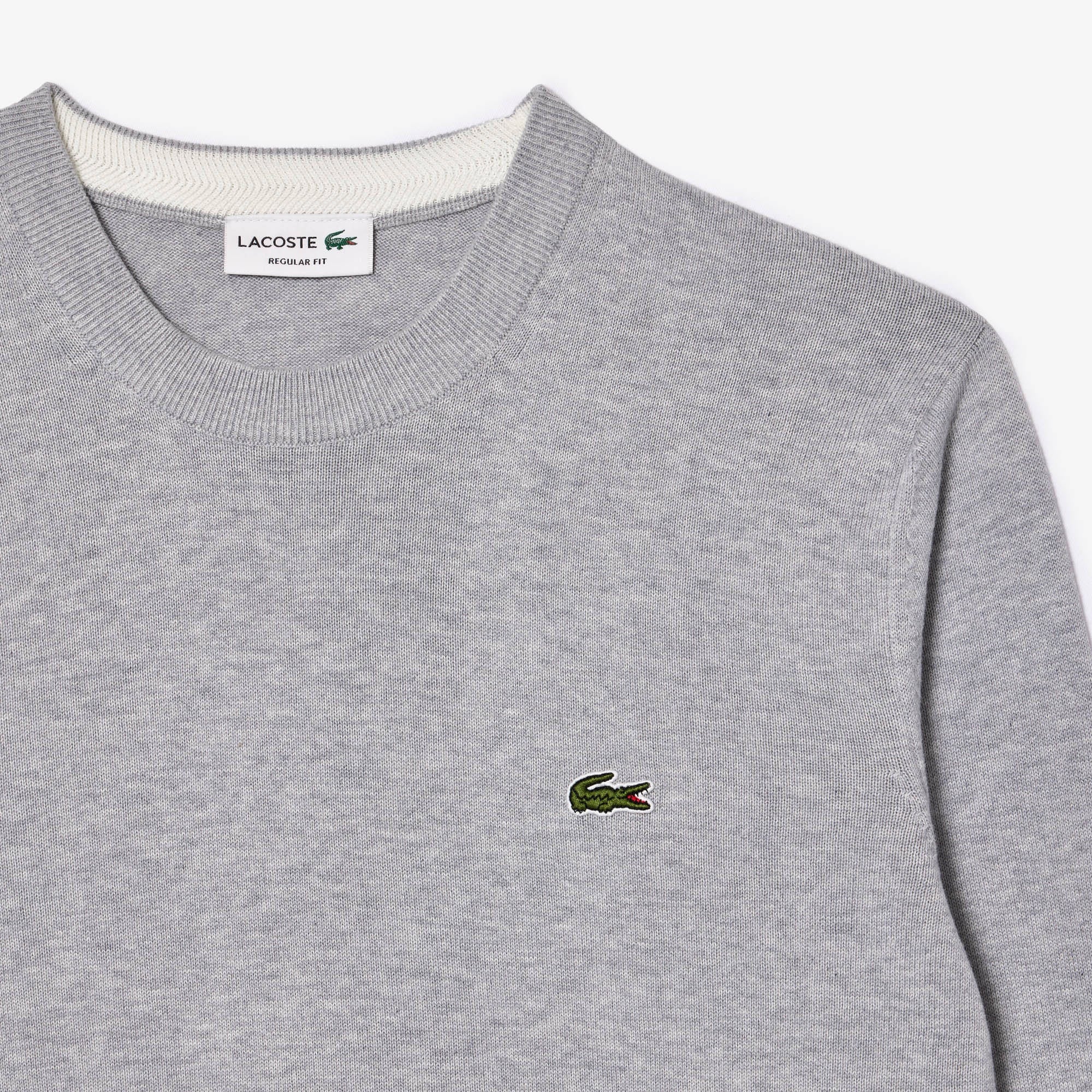 Lacoste Erkek Regular Fit Bisiklet Yaka Gri Kazak