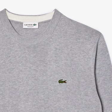  Lacoste Erkek Regular Fit Bisiklet Yaka Gri Kazak
