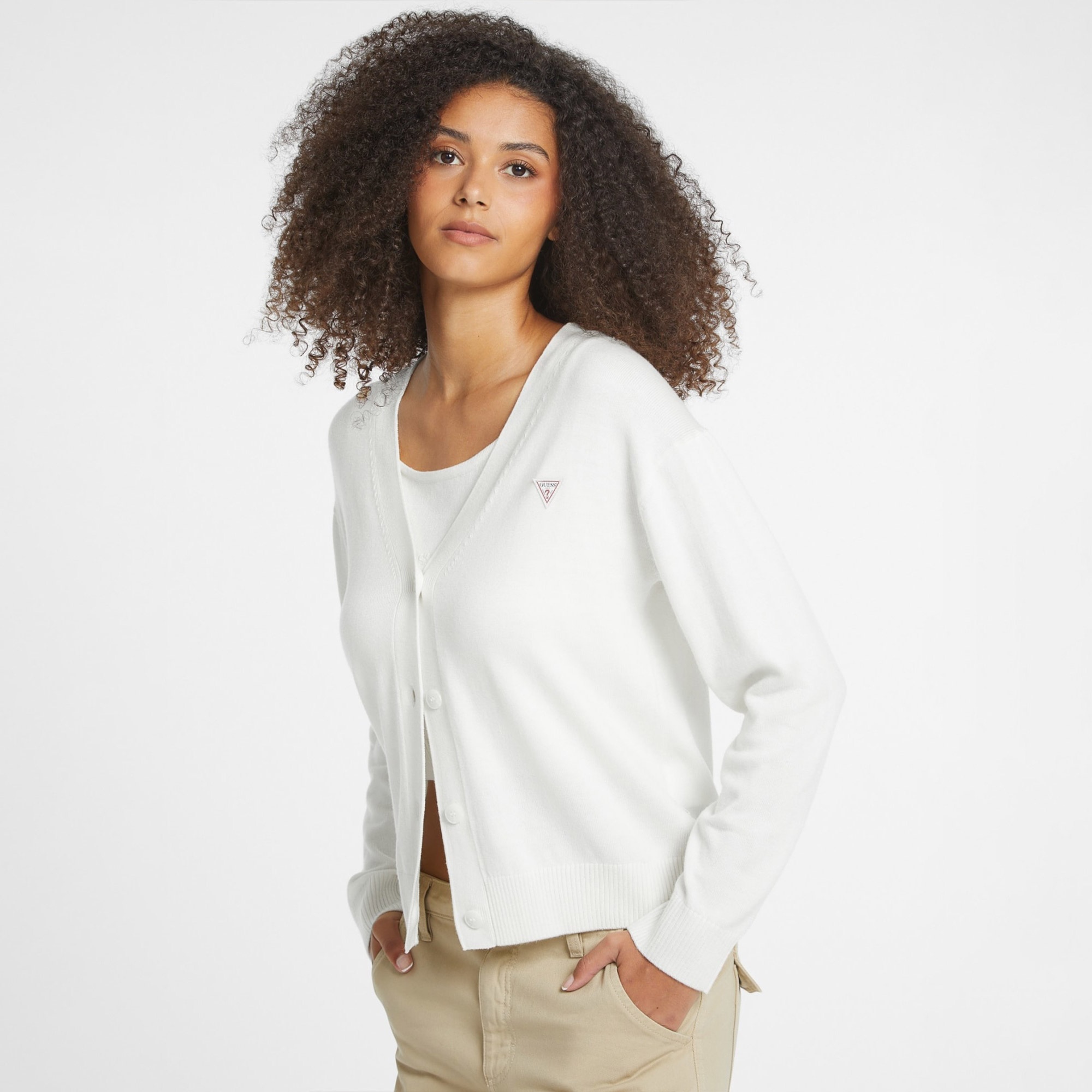 Guess Silk Wool Kadın Beyaz Hırka