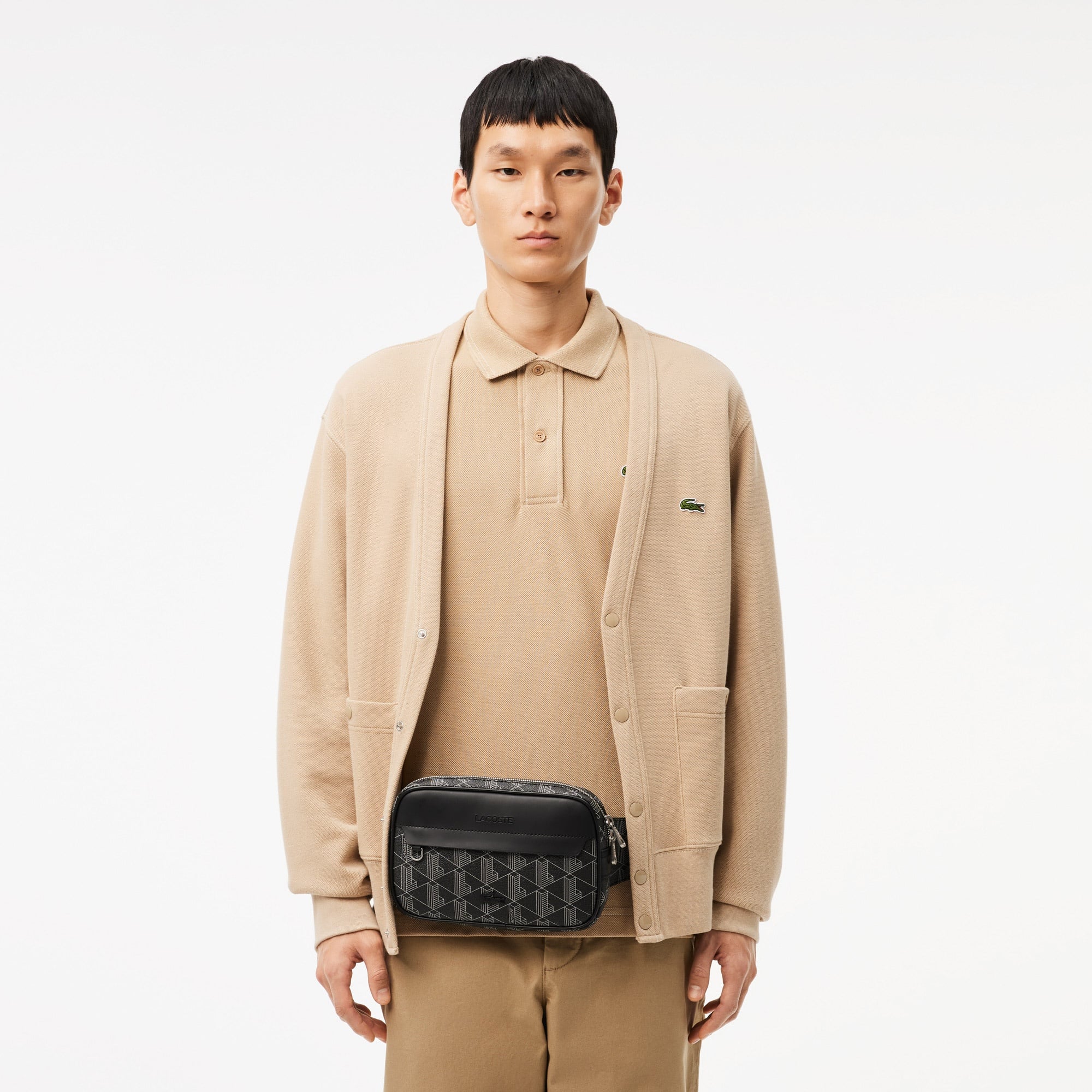 Lacoste The Blend Erkek Monogram Siyah Bel Çantası