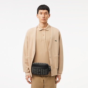  Lacoste The Blend Erkek Monogram Siyah Bel Çantası