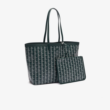  Lacoste Zely Canvas Kadın Monogram Koyu Yeşil Omuz Çantası