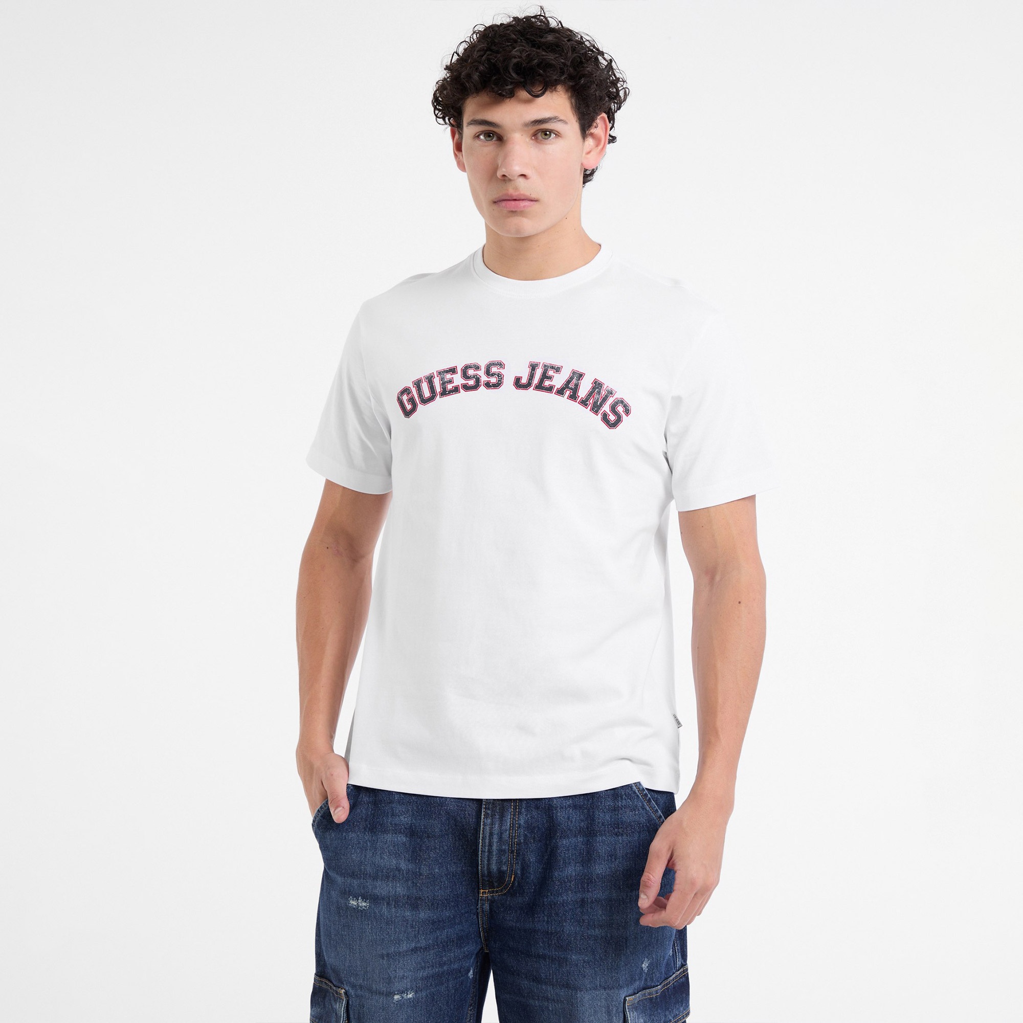 Guess Mid Organic Heavy Erkek Beyaz T-Shirt