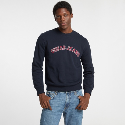  Guess Cnimllegiat Organic Iconic Terry 400 Erkek Lacivert Sweatshirt