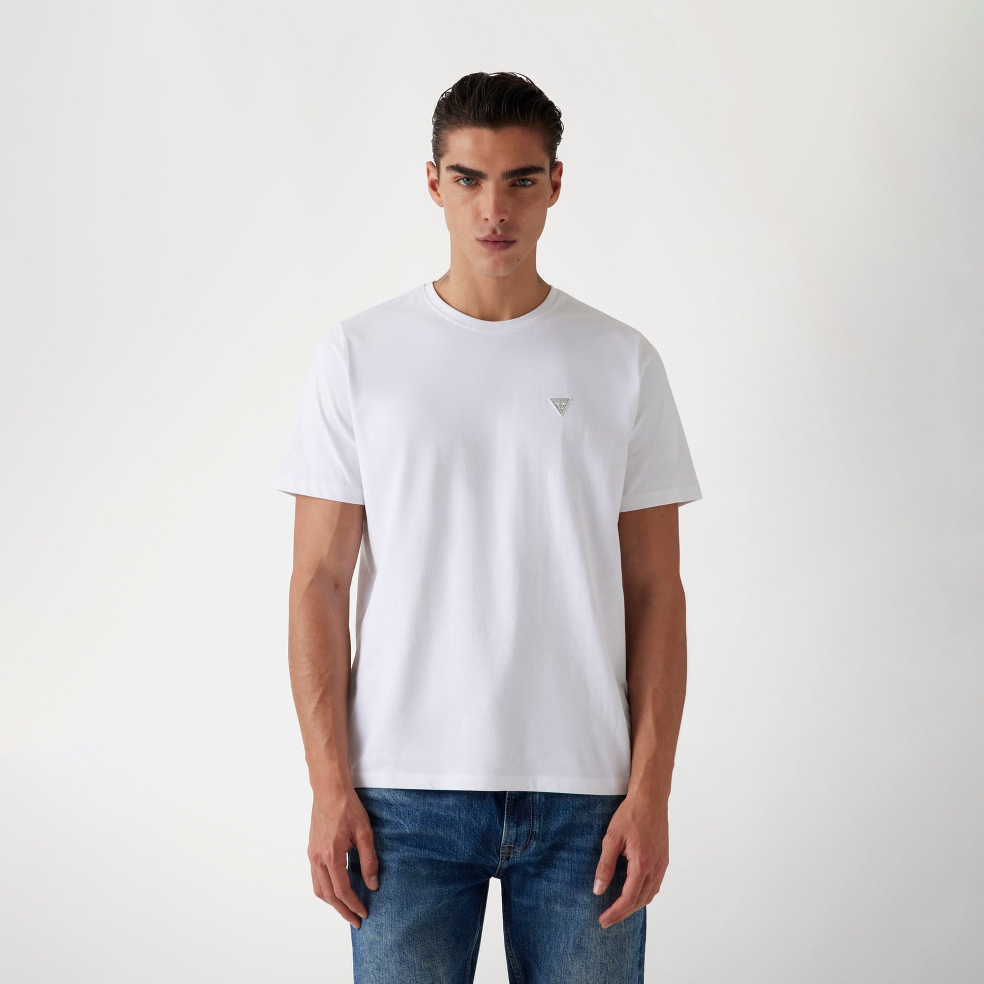 Guess Patch Regular Fit Erkek Beyaz T-Shirt