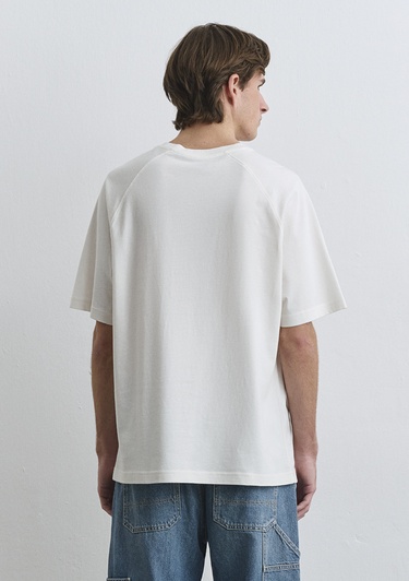  Mavi Mavi Logo Baskılı Ekru Tişört Loose Fit / Bol Rahat Kesim 0612550-70057