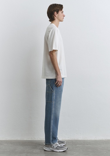  Mavi Mavi Logo Baskılı Ekru Tişört Loose Fit / Bol Rahat Kesim 0612550-70057