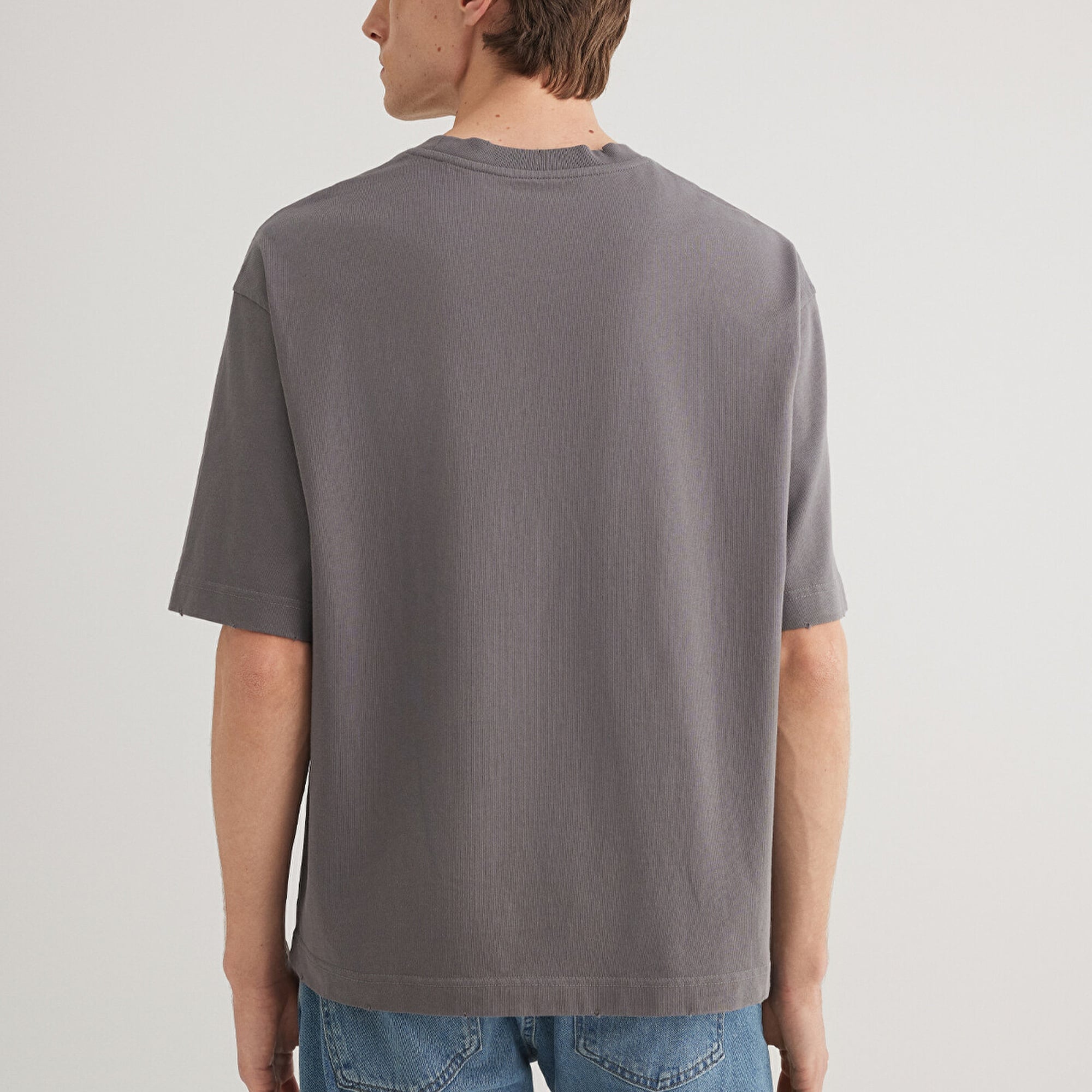 Mavi Gri Basic Tişört Boxy Fit 0612489-80020