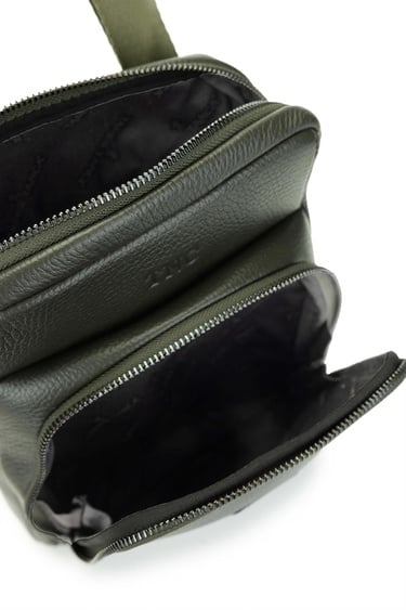  Tamer Tanca Erkek Hakiki Deri Yeşil Postacı Çanta