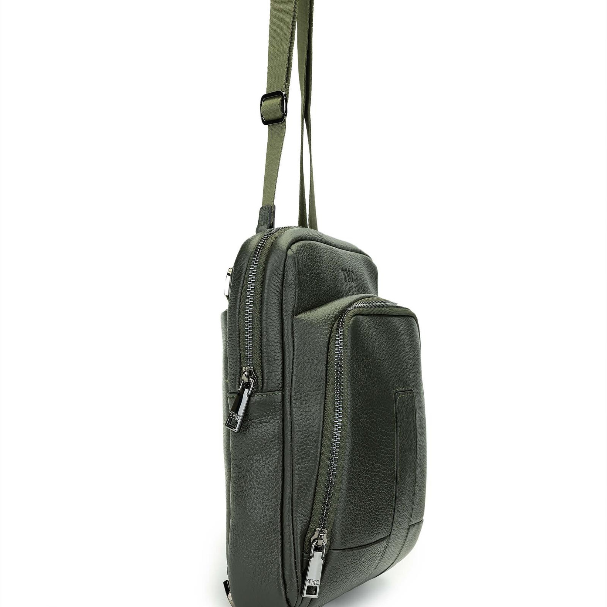 Tamer Tanca Erkek Hakiki Deri Yeşil Postacı Çanta