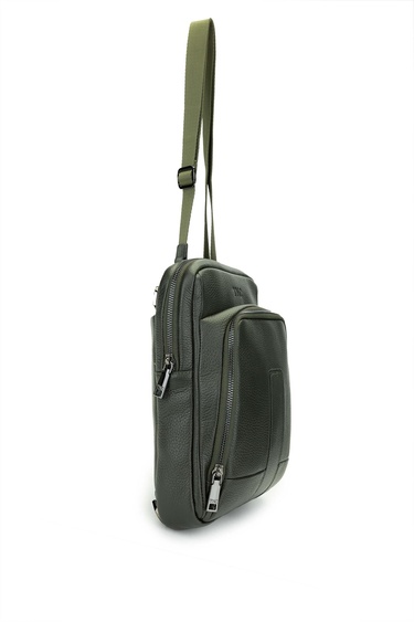  Tamer Tanca Erkek Hakiki Deri Yeşil Postacı Çanta