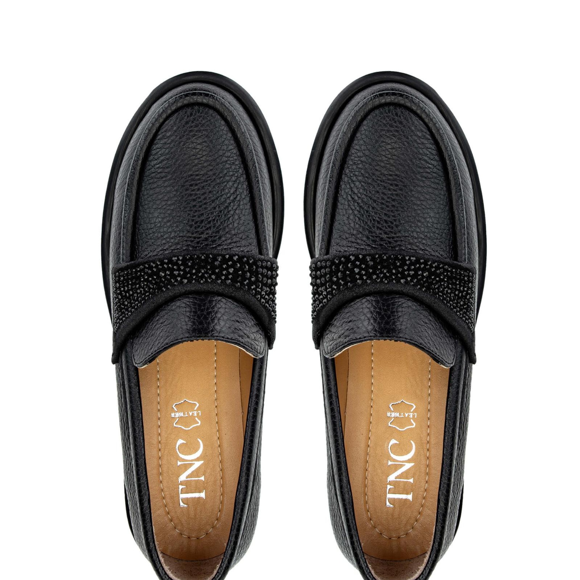 Tamer Tanca Kadın Hakiki Deri Siyah Floter Loafer Ayakkabı