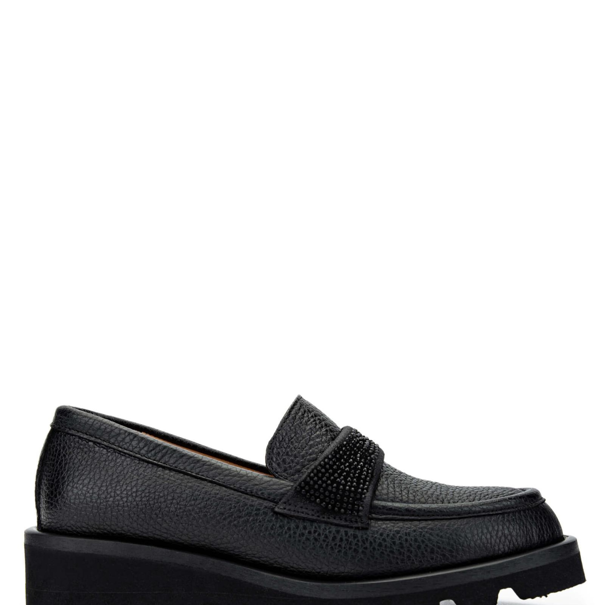 Tamer Tanca Kadın Hakiki Deri Siyah Floter Loafer Ayakkabı