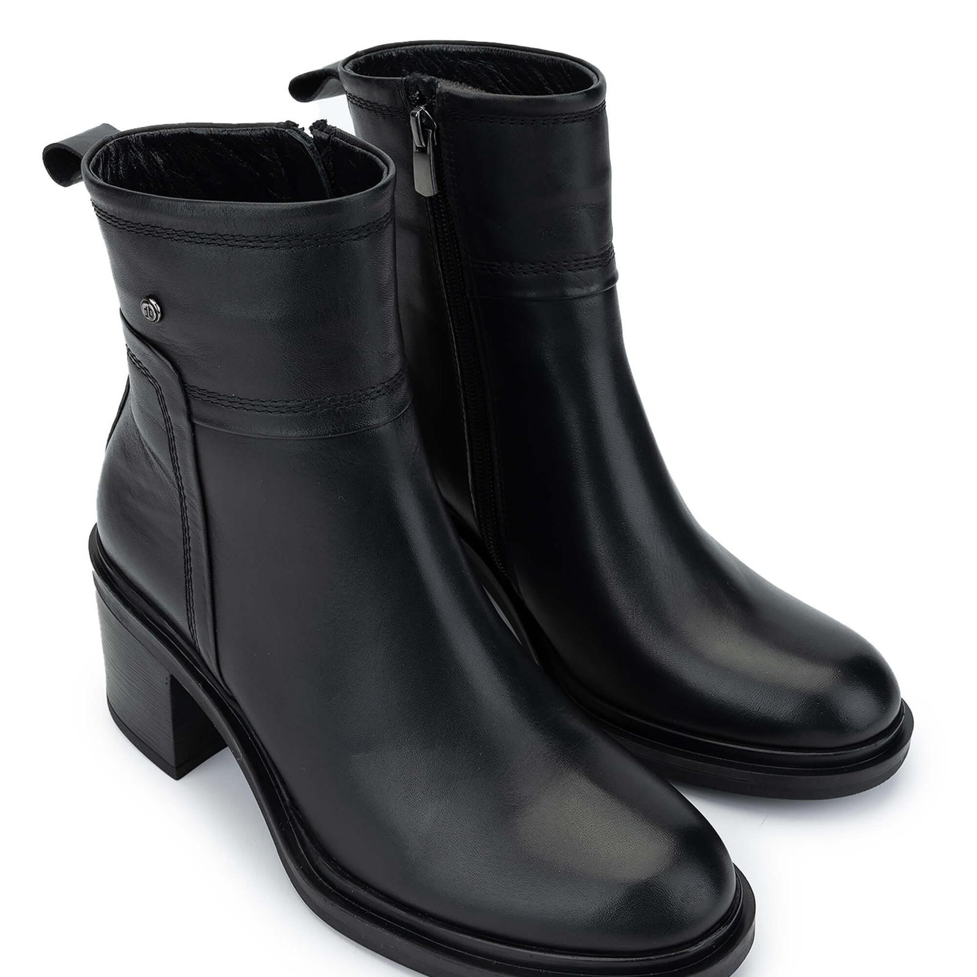 Tamer Tanca Kadın Hakiki Deri Siyah Deri Topuklu Bot