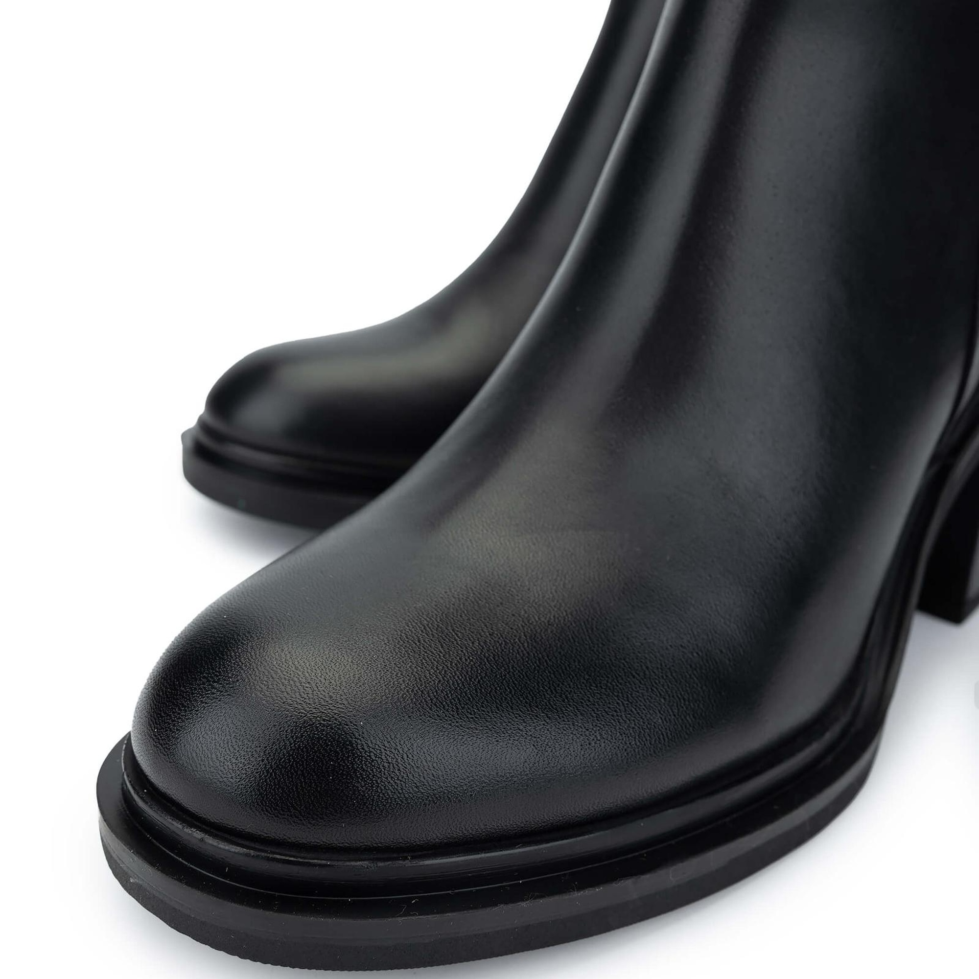 Tamer Tanca Kadın Hakiki Deri Siyah Deri Topuklu Bot