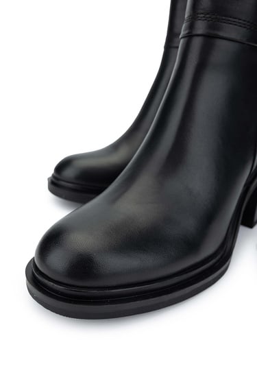  Tamer Tanca Kadın Hakiki Deri Siyah Deri Topuklu Bot