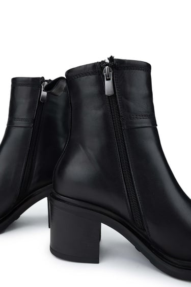  Tamer Tanca Kadın Hakiki Deri Siyah Deri Topuklu Bot